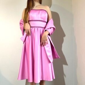 Pink Party New Dress With Tag With Scarf and Straps